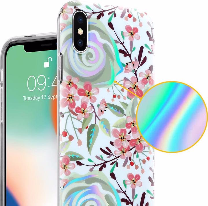 Actual product image Cadorabo IMD TPU Colorful Flowers & Leaves Cover (Apple iPhone X)