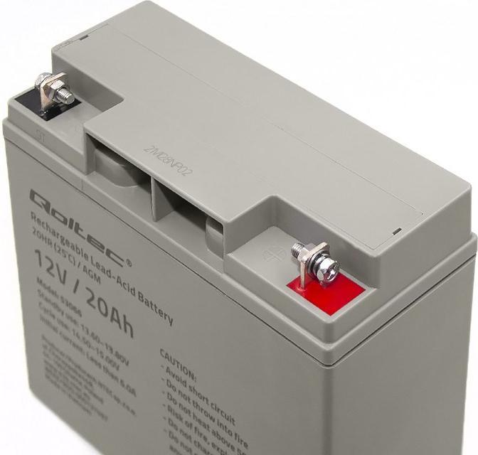 Actual product image Qoltec 53066 AGM battery 12V 20Ah max. 300A