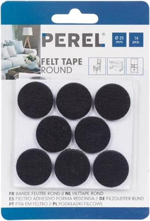 Actual product image Perel FELT GUIDE - ROUND 25 mm - 16 pcs. (Felt gliders, 16 Piece)