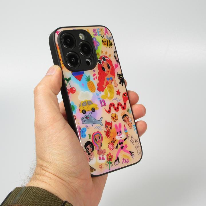 Actual product image PhoneLook Cover Karol G Hot cartoons with brilliant surface with black silicone edges (Apple iPhone 14 Pro)