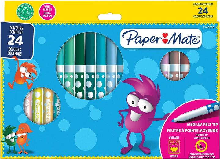 Immagine prodotto Paper Mate Penne a punta di feltro per bambini Colorate 24 M Blister (Multicolore, 24 x)