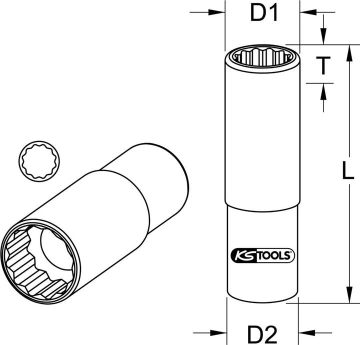 Immagine prodotto KS Tools 1/2" presa lunga (34 mm)