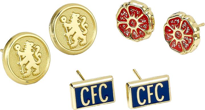 Chelsea FC Ohrstecker 3erPack Set Metall (100% synthetisches Material)