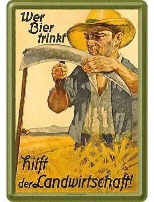 Actual product image Nostalgic-Art Merchandising Blechpostkarten. Open Bar / Wer Bier trinkt hilft der Landwirtschaft