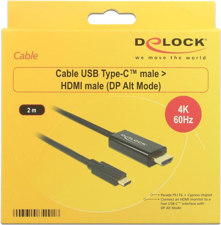 Actual product image Delock Thunderbolt 3| USB Typ C — HDMI (Typ A) (2 m, HDMI, USB Type C)
