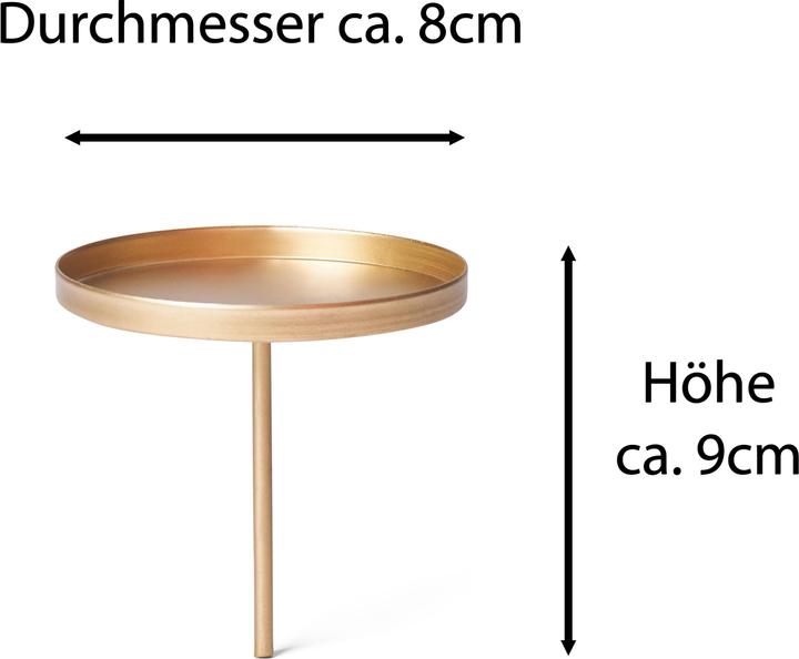 Actual product image Novaliv 4x Candle Pick Flat Gold 8cm Diameter I Candle Plate with Spike I Advent Candle Holder (8 x 8 x 8 cm)