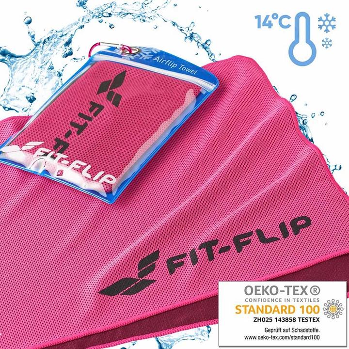 Immagine prodotto Fit-Flip Airflip Towel Kühlhandtuch Mikrofaser mit Tasche 100x30cm (100 x 30 cm)