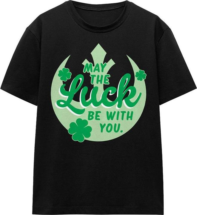 Actual product image Star Wars Unisex Adult Luck Rebel Sign St Patricks Day T-Shirt (M)