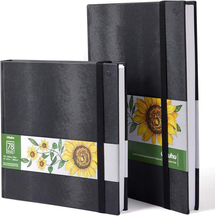 Produktbild Ohuhu Kunst-Skizzenbuch, 2er Pack, 70 Blatt (21 x 21 cm, 21 x 29.7 cm, Blanko, Weicher Einband)