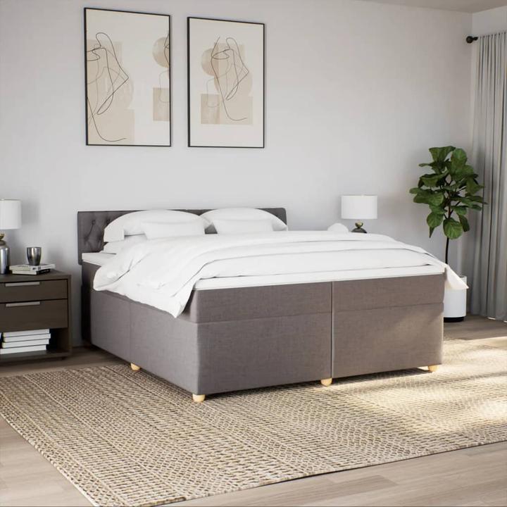 Produktbild VidaXL Boxspringbett Doppelbett Polsterbett Bett Matratze Taupe 200x200cm Stoff (200 x 200 cm, 200 x 200 cm)
