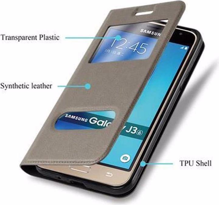 Actual product image Cadorabo Book with View double window cover (Samsung Galaxy J3 (2016))