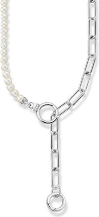 Produktbild Thomas Sabo Collier aus Süsswasserzuchtperlen und Gliederkette mit weissen Steinen Silber (925er Silber, 42 - 47 cm)