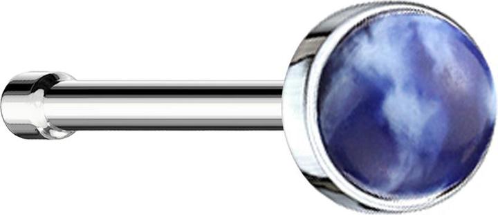 Produktbild Star Piercing Nasenstecker gerade silber mit Sodalith Stein (ohne Messing, Chirurgenstahl 316L, Mineralisch)