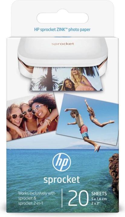 Produktbild HP Sprocket Fotopapier Zink (290 g/m², Foto (5x7.6cm), 20 x)