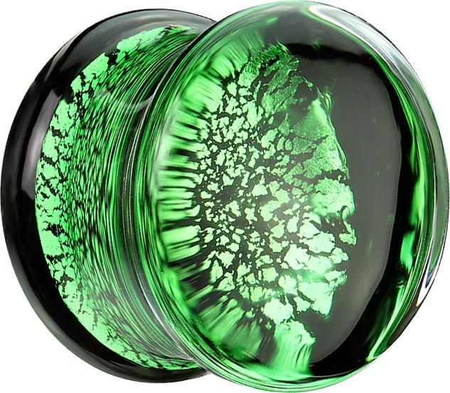 Produktbild Star Piercing Flared Plug gesplittert grün (Glas, ohne Messing)
