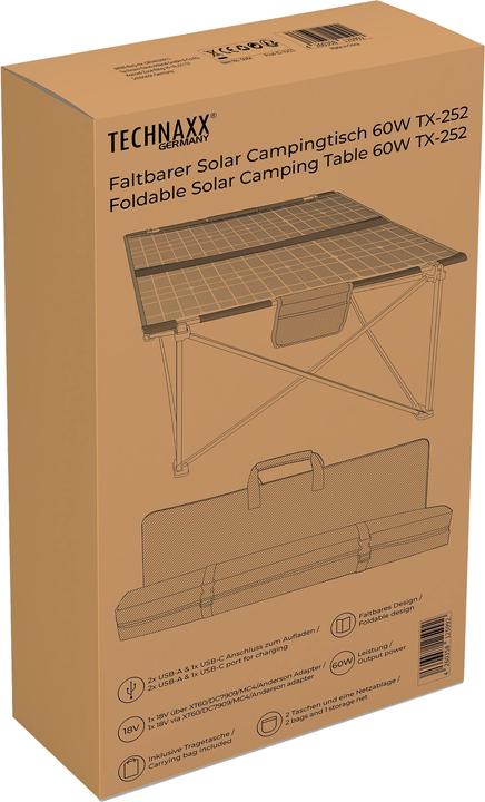 Image du produit Technaxx Table de camping solaire pliante 60W TX-252