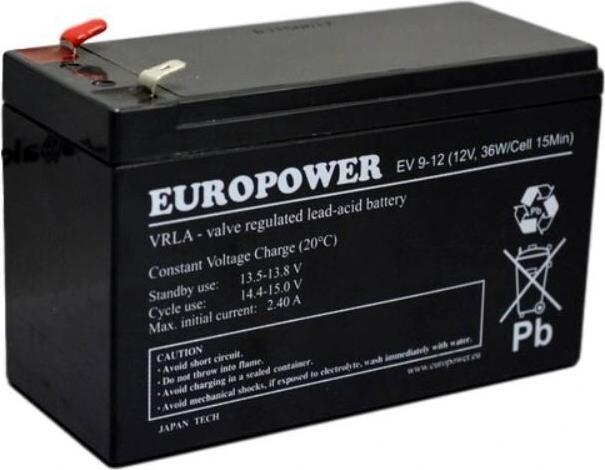 Actual product image Europower 12V 9Ah EV battery (12 V, 9 Ah)
