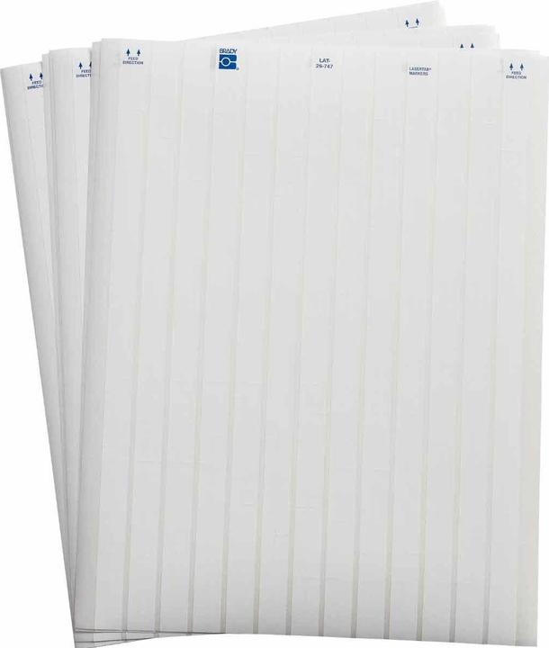 Actual product image Brady LAT-26-747-10, polyester, matt, white, 6.35 x 6.35 mm, permanent adhesive, US letter, 26-panel