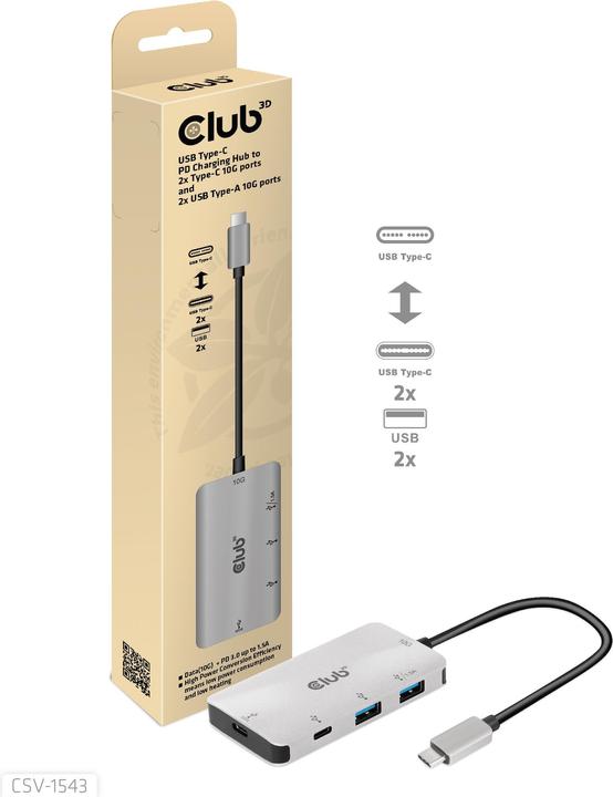 Image du produit Club 3D CSV-1543 (USB-C, 4 Ports)