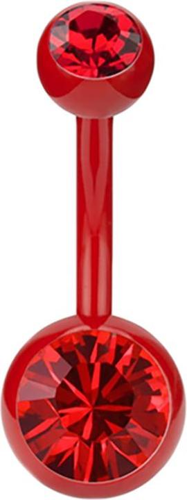 Actual product image Star Piercing Banane Fire Red mit zwei Swarovski Kristallkugeln rot (without brass, Surgical steel 316L)