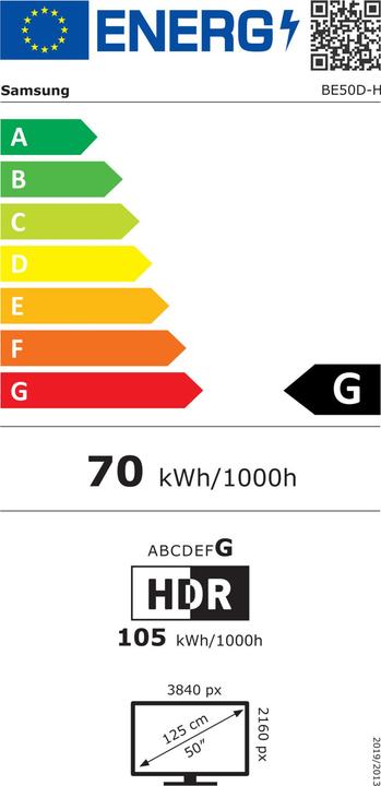 Label énergétique Samsung BE50D-H 50IN BIZ TV (50", LCD, 4K)