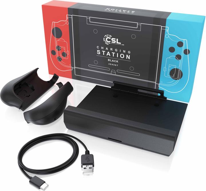 Actual product image CSL Nintendo Switch battery case 10000mAh, controller powerbank with Joy-Con grips, gamepad charger (Switch)