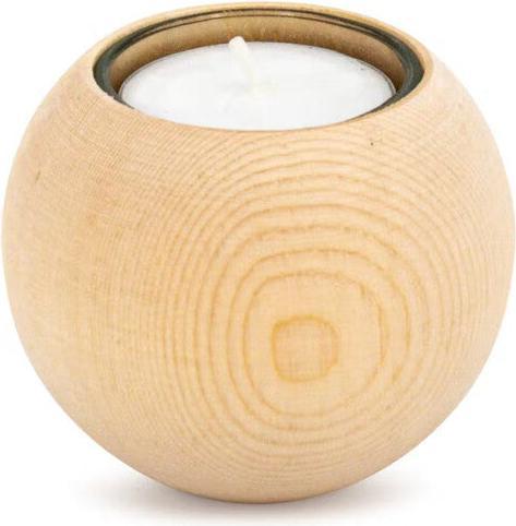 Actual product image ZNatur Swiss stone pine wood+glass tealight holder star & ball decorative gift with engraving Take time to (1 x)