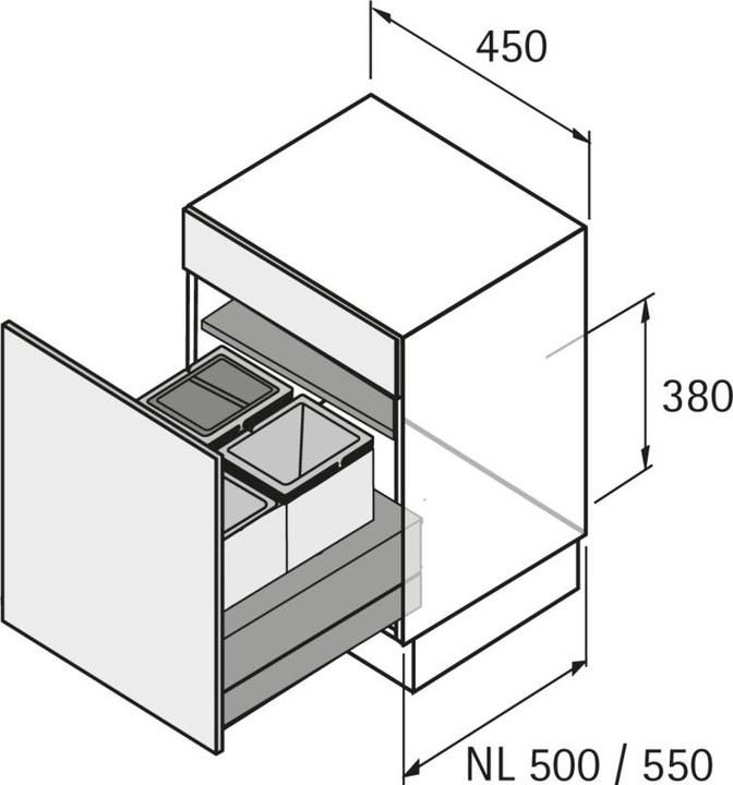 Actual product image Hettich Abfalltrennsystem Base 450 für ArciTech anthrazit