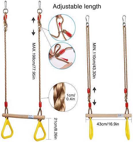 Image du produit Pellor Balançoire trapèze en bois multifonctionnelle pour enfants