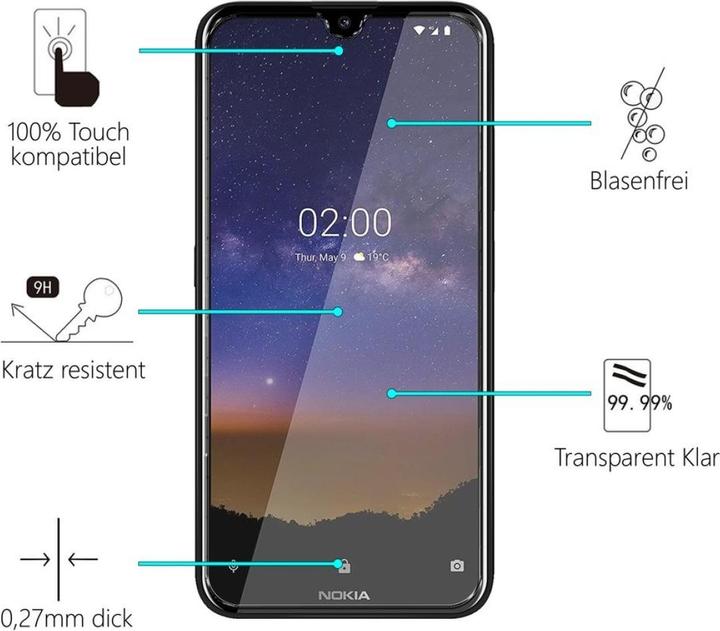 Produktbild Screenguard Nokia 2.2 Panzerglas Schutzfolie Case Friendly Design (1 Stück, Nokia 2.2)