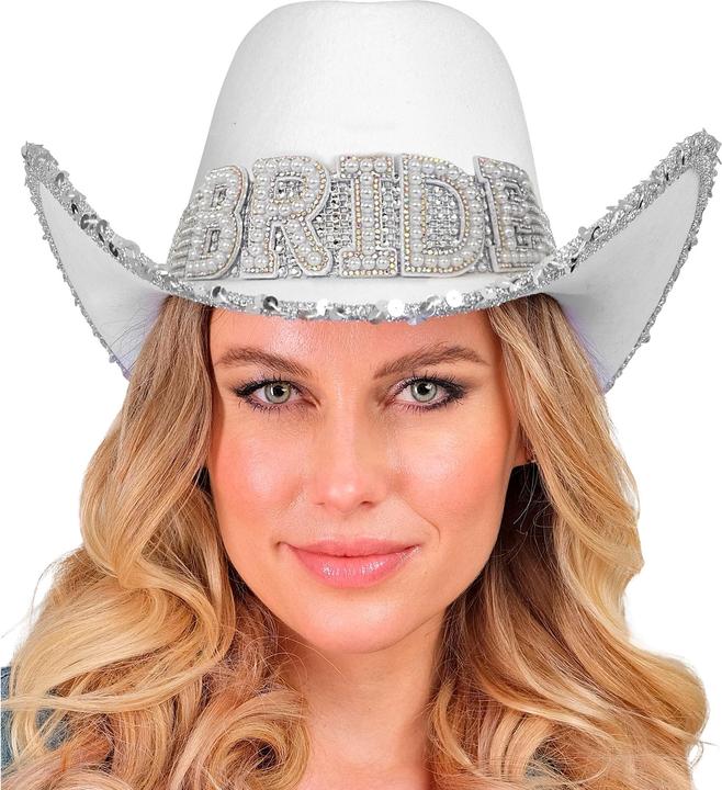 Produktbild Widmann Cowboyhut weiss "Braut" mit Perlendeko