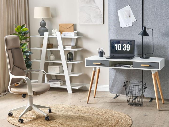 Produktbild Beliani Büromöbel-Set weiss / grau ESCALANTE/FRISCO (180 x 80 x 75 cm)