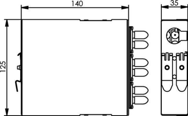 Actual product image Telegärtner STX Carrier rail distributor 6xST-Duplex, metal sleeve/metal housing, multimode