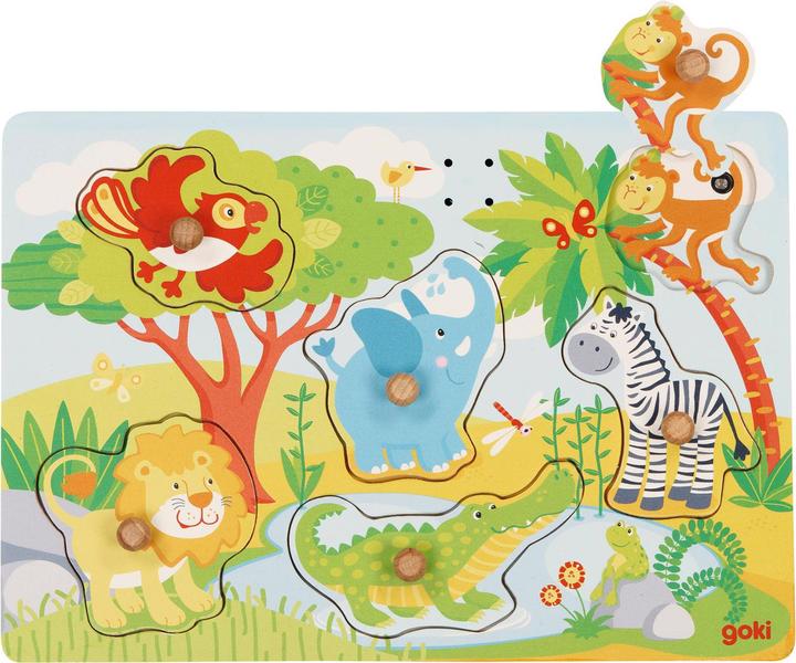 Produktbild Goki Kleinkinder Puzzle Soundpuzzle Afrikanische Tiere (6 Teile)