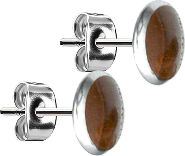 Actual product image Star Piercing Stud earrings silver plate teak (Organic, without brass, Surgical steel 316L)