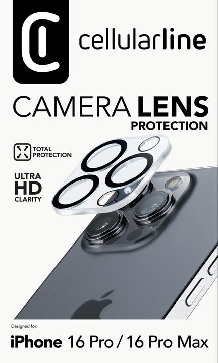 Actual product image Cellularline Camera Lens - iPhone 16 Pro Max Protection for the camera Transparent (1 Piece, Apple iPhone 16 Pro Max)