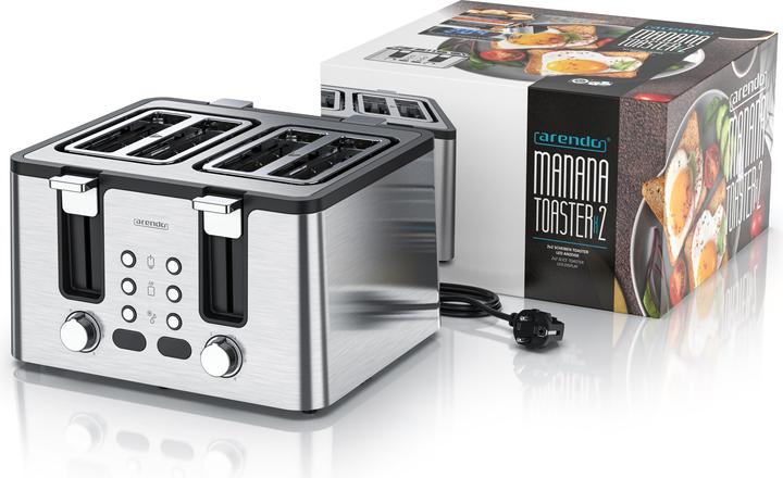 Image du produit Arendo Toaster 4 Scheiben Kurzschlitz, Edelstahl, Automatik, Wärmeisolierendes Doppelwandgehäuse, 1750 W