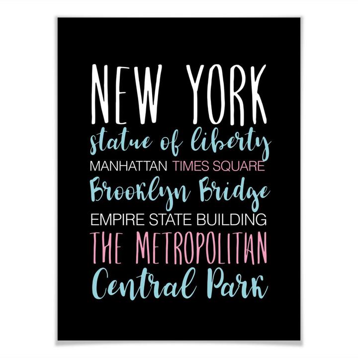 Actual product image Trenddeko New York words (24 x 30 cm)