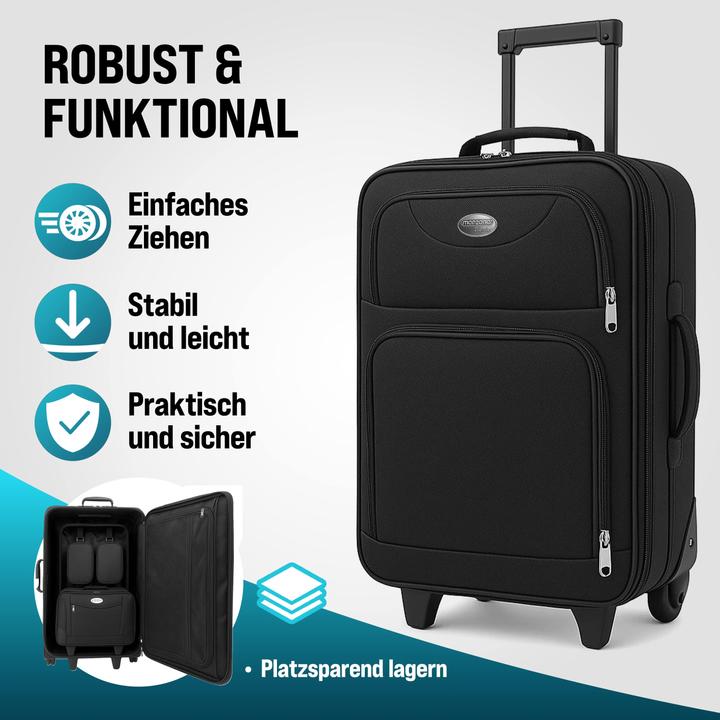 Actual product image Monzana Suitcase set (60 l, Hand luggage (up to 50 litres), M (50 - 90l), L (90 - 115l))