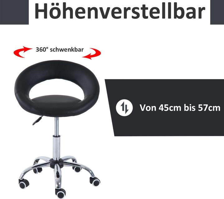 Image du produit Homcom Tabouret à roulettes réglable en hauteur