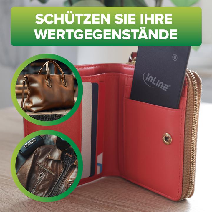 Produktbild InLine ® Wallet Finder, smarte Karte für die Geldbörse, Qi-Aufladung, 100mAh, IPX5 (iOS, iPadOS)
