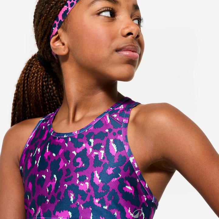 Image du produit Decathlon Brassière de sport respirante fille, imprimé léopard violet (8, 9, 10)