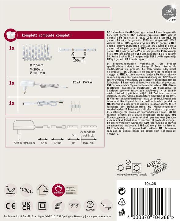 Immagine prodotto Paulmann Strisce LEDCompleta il set YourLED Eco (Bianco caldo, 300 cm, Interno)