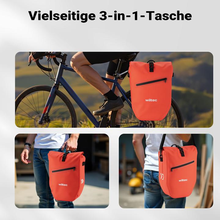 Produktbild Wiltec Gepäckträgertasche rot 28l Fahrradtasche Gepäckträger Gepäcktasche (28 l, Gepäckträgertasche)