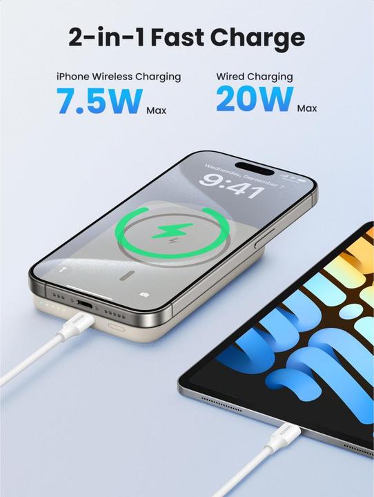Produktbild Ugreen Mini Powerbank Wireless with MagSafe (10000 mAh, 20 W, 37 Wh)