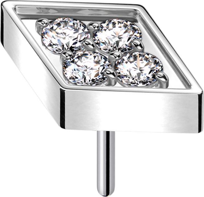Star Piercing Threadless Diamant silber Kristalle silber (ohne Messing, Titan G23)