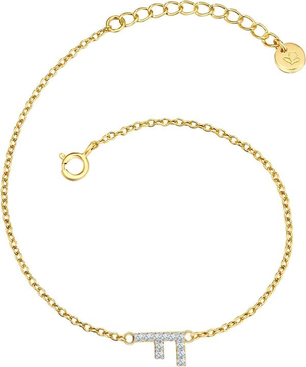 Image du produit Glanzstücke München Femme lettre F argent sterling zirconium or jaune 17,0 cm longueur de base + 3,0 cm extension - (17 cm, Argent Sterling)