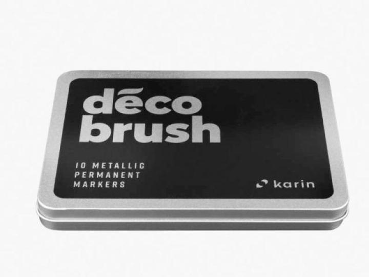 Actual product image Karin Brush Marker Pro Metall Box (Metallic Silver, Metallic Blue, Metallic Red Gold, Metallic Violet, Metallic Light Green, Metallic Black, Metallic Green, Metallic copper, Metallic Pink, Metallic Gold, 10 x)