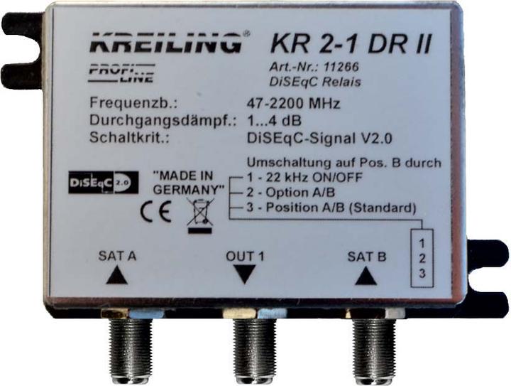 Kreiling DiSEqC 1.0 Relay 2 Input SatA+SatB KR 2-1 DR-II (DiSEqC)