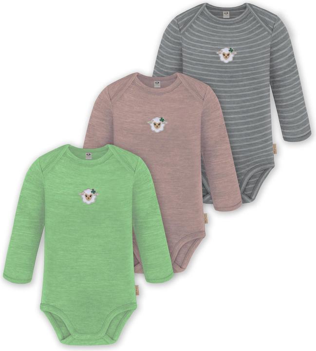 Normani 3er Pack Baby Merino Body Langarm „Auckland" - 9375
